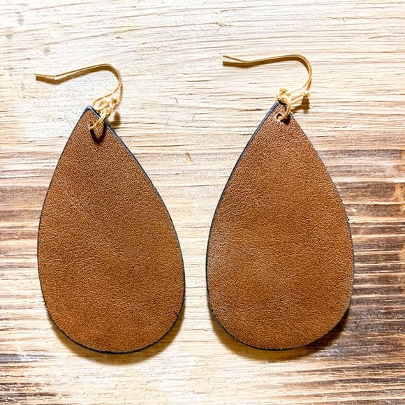 Butterfly Dangle Earrings-Brown and Tan with Yellow background - Picture 2 of 3